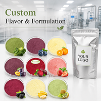 Private Label Gemengd Fruit & Groente Vriesgedroogd Poeder Supplement Botanische Ingrediënten Plastic Verpakking Gezondheidsvoeding