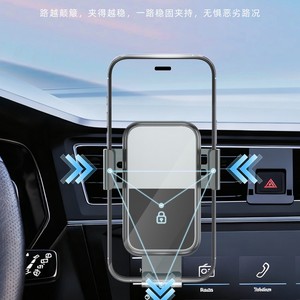 Car Phone Holder Air Vent Mount Aluminum Alloy Clip On Anti Shake Navigation Support For Car Interior Black - Product Image 4