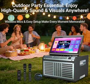 Sistema de Karaoke Profesional GENCE High para el Hogar con Pantalla Táctil Inteligente, Micrófonos Inalámbricos Duales y Batería - Product Image 3