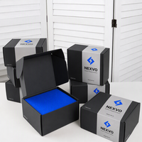 Boîtes d'expédition personnalisées avec autocollants, emballages compostables pour le commerce électronique, boîtes en papier bleues avec logo