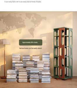 Internet Celebrity 360° Rotating <b>Solid</b> <b>Wood</b> <b>Bookcase</b> Multi-layer Floor Storage Shelf Home Living Room Book Rack - Product Image 6
