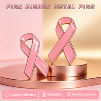 Épinglette en émail ruban rose plaqué or et argent, badge de sensibilisation au cancer du sein, broche de charité pour la santé des femmes, souvenir avec logo personnalisé