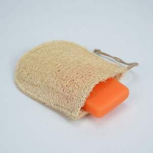 Sac à savon en loofah naturel, forme ovale moderne, outil de massage exfoliant pour le bain, brosse en maille protectrice pour le soin du corps - Product Image 2