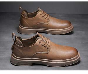 Men's Ankle Boots Low-Top 2024 New Style for Dr for <b>Shoes</b> Casual Front Lacing Rubber Outsole <b>Increase</b> <b>Height</b> British Style - Product Image 6