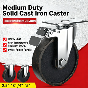 Cast Iron Caster Wheel 4 Inch Flat Type Ball Bearing No Brake 95×65 mm Base Plate High Temperature Resistance Industrial Use - Product Image 3