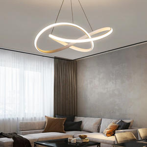 Lampu Gantung LED Aluminium Modern Bentuk Lingkaran Minimalis untuk Ruang Tamu, Kamar Tidur, Lampu Chandelier, Perlengkapan Lampu Ruang Makan Dalam Ruangan - Product Image 4