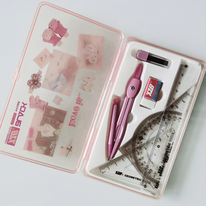 7pcs hình học la bàn thiết lập Toán Học Kit giáo dục Nguồn cung cấp bản vẽ la bàn và thước đo góc thiết lập - Product Image 4