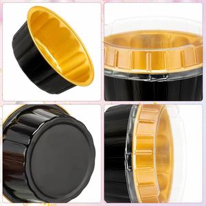5 oz Disposable Aluminum <b>Foil</b> Baking Cups with Lids Black Gold Creme Brulee Muffin Mold Dessert Christmas <b>Container</b> - Product Image 3