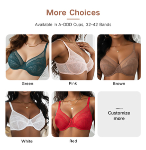OFERTA ESPECIAL: Sujetador de encaje <span class=keywords><strong>con</strong></span> aros OEM para mujer, tallas <span class=keywords><strong>grandes</strong></span> XXL, copas F G H J K L, lencería sexy para busto grande - Product Image 4