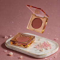 Fard à joues compact transparent carré, maquillage visage monocolore avec poudre pressée en forme ronde ou en forme de cœur