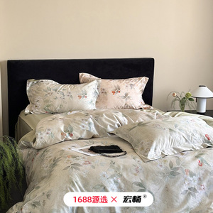 1688 X 100s Long Staple Cotton <b>Bedding</b> <b>Set</b> Satin Brushed Floral Pattern Four Seasons Use - Product Image 2