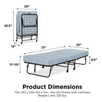 Kainice Sommier métallique autoportant pliable et portable, design moderne, taille Queen, avec cadre de lit gigogne, pour chambre d'appartement