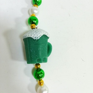 Hạt đeo tay St.Patrick ngày <span class=keywords><strong>shamrock</strong></span> màu xanh lá cây và kính bắn Mặt dây chuyền hạt cỏ ba lá màu xanh lá cây Mardi Gras bên cho người lớn - Product Image 5