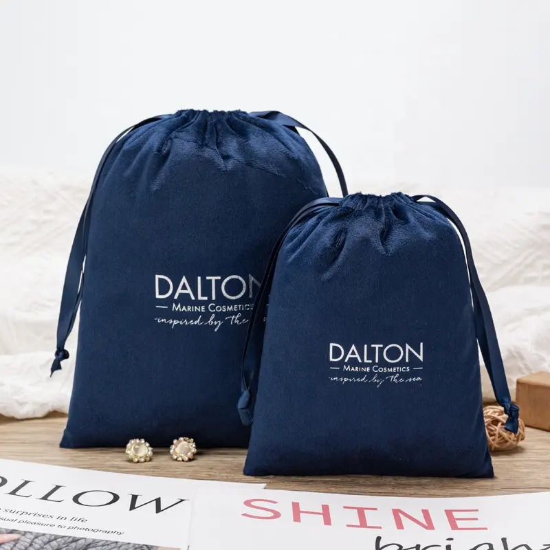 custom designed logo colored velvet gift sack drawstring jewelry pouch packaging velvet luxury dust bag