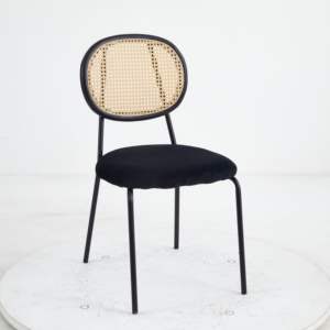 <span class=keywords><strong>Chaise</strong></span> en velours respirante avec dossier en rotin |   Robuste et léger |   Entretien facile |   Meubles polyvalents pour la maison, pour salon et salle à manger - Product Image 3