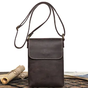 Petit sac en cuir véritable de haute qualité pour hommes sac à bandoulière pour téléphone portable sac à bandoulière pour hommes