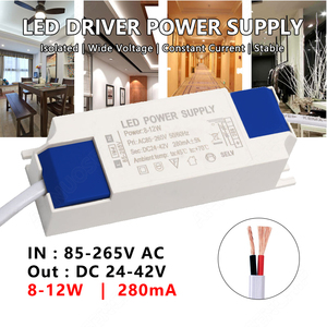 Bộ Nguồn Điều Khiển Đèn LED 280mA 8-12W 85-265V AC Sang DC 24-42V Biến Áp Dòng Điện Không Đổi Cách Ly Cho Đèn Bảng Điều Khiển - Product Image 2