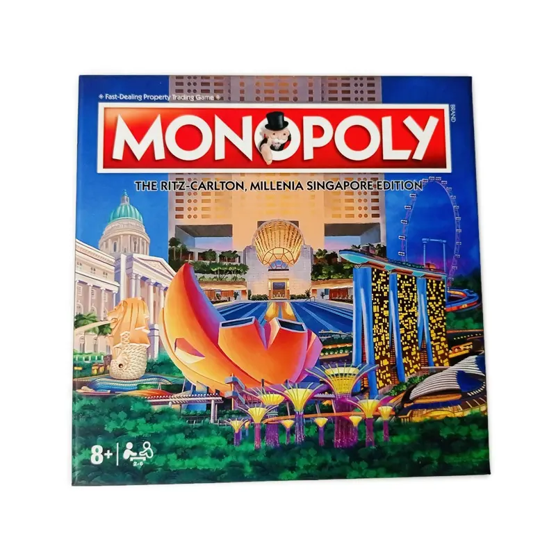 Özel yapılmış tahta oyunu monopoli oyun özel tam renkli sanat kağıt baskı etkinliği ludo tahta oyunu seti kutusu ile