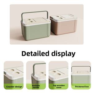 Kotak pendingin kayu padat terisolasi 14L tutup kesejahteraan perusahaan luar ruangan mobil penyimpanan makanan Festival Musim Semi hadiah makanan berpendingin - Product Image 4