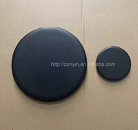 Miroir de maquillage sur pied Zonyin extra large rond en cuir PU noir, personnalisable avec votre logo, pliable, super grand