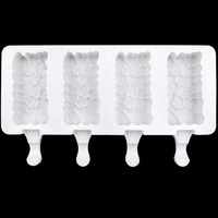 Moule à glace 4 cavités Big Hearts en silicone de qualité alimentaire Outil de fabrication de glace d'été à libération facile avec emballage en sac OPP