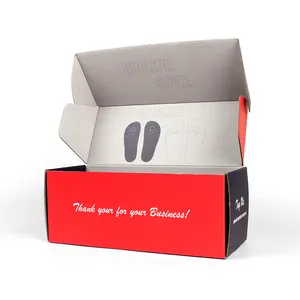Custom printed black packaging shoes boxes slipper box corrugated cardboard shipping box
