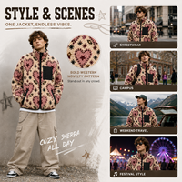Veste en polaire sherpa pour homme, style western, jacquard, fermeture éclair intégrale, streetwear décontracté, veste d'hiver, OEM ODM personnalisé