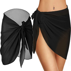 Rapidbok 2 50 X 180cm Sarong De Playa Mujer, Pareo Corto Para Cubrir El Bikini, Accesorio De Playa Versátil Para Vacaciones Y Natación, Negro Y Blanco (Poliéster, A