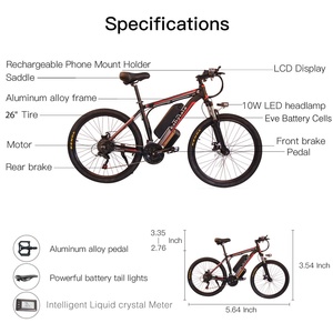 Vélo de montagne électrique <span class=keywords><strong>Evic</strong></span> 350W 36V 10Ah avec batterie au lithium, cadre en alliage d'aluminium, 35 km/h, moteur sans balais de 26 pouces, certifié CE - Product Image 6