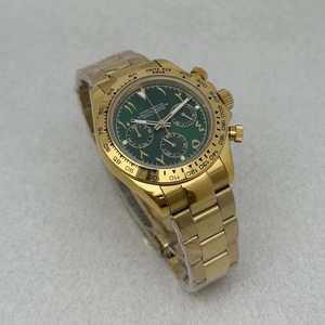 Nouvelle montre chronographe à quartz pour homme de 39 mm, boîtier doré avec cadran à chiffres arabes appliqués, mouvement VK63 - Product Image 2