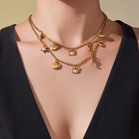 Parure de bijoux mignonne pour mariage et fête, en acier inoxydable plaqué or 18 carats, avec pendentif petite abeille en zircon, collier empilable