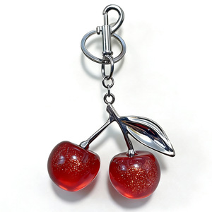 Llavero de resina con diseño de cereza de dibujos animados, colgante para bolso, venta al por mayor, llavero de cristal, dijes para bolso de mujer, llavero de cereza de cristal - Product Image 5