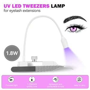 Lampe à extension de cils UV, lumière de durcissement ultraviolette LED pour colle à cils, avec pédale et pince à épiler lumineuse - Product Image 3