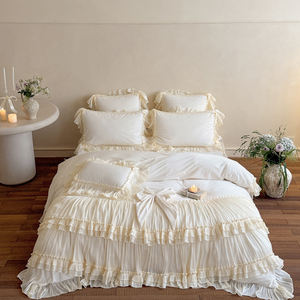 Semplice <span class=keywords><strong>Set</strong></span> di pile per bambini in pizzo tinta unita composto da lenzuola, federe, copripiumino - Product Image 4