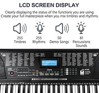Clavier électronique portable OEM ODM 61 touches avec clavier lumineux pleine taille, écran LCD, casque, support, tabouret, repose-musique et microphone