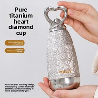 Moli Tasse isotherme sous vide en titane pur pour femme, design haut de gamme, avec paille, nouveau modèle portable, compatible voiture, motif cœur, personnalisable, cadeau 6-12