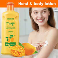 Lotion à la vitamine E de mangue avec marque privée OEM éliminant les peaux mortes blanchissant et lissant vente en gros 300ml Lotion de soin pour les mains et le corps MOOYAM