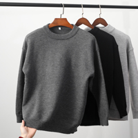 Pull-over en maille douce et chaude à col rond uni pour homme, coupe oversize, manches longues, idéal pour l'hiver - Fournisseur en gros