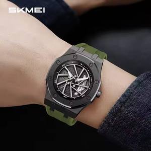 卸売カスタムクォーツウォッチSkmei 2359ファッションシリコン車ホイールハブダイヤル回転防水メンズ腕時計回転リロージ - Product Image 6