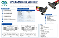 Connecteur magnétique Pogo Pin 5 broches 5A 12V 2,54 mm N52 plaqué or SPI I2C UART pour données et alimentation des appareils médicaux portables et IoT