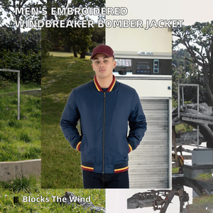 Chaqueta Bomber Cortavientos de Lona con Patrón de Letras Bordadas y Flores para Hombre, Moda Otoñal, Estilo Casual Urbano, Cuello Alto, Hip Hop - Product Image 2