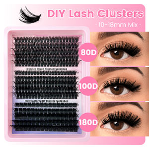 Private Label Vente De Gros Cils Bricolage Grappes De Cils 3D <span class=keywords><strong>Faux</strong></span> Vison Bricolage Cils En Cluster Soie Segmenté Kit D'extensions De Cils Prédécoupés - Product Image 3