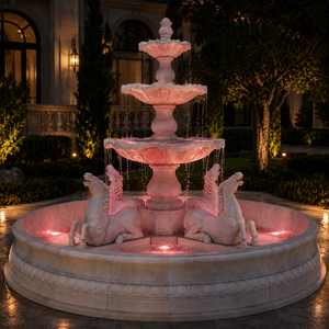 Fuente de Jardín Exterior Rosa Nublada con Figuras Clásicas y Fuente de Agua para Plaza - Product Image 5