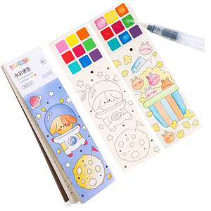 Ensemble <span class=keywords><strong>de</strong></span> blocs <span class=keywords><strong>de</strong></span> coloriage à la gouache pour enfants personnalisés, <span class=keywords><strong>livre</strong></span> <span class=keywords><strong>de</strong></span> peinture à l'aquarelle à thèmes variés avec pigments intégrés, commandes en gros OEM/ODM acceptées - Product Image 1