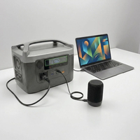 Station d'alimentation portable 600W, batterie au lithium d'urgence, générateur solaire pour le camping en plein air, la maison, avec lampe de poche