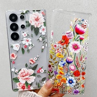 Coques de téléphone portable transparentes plaquées de haute qualité avec motif floral pour Samsung S25 S24 S23 S22 Plus Ultra – Étui pour filles
