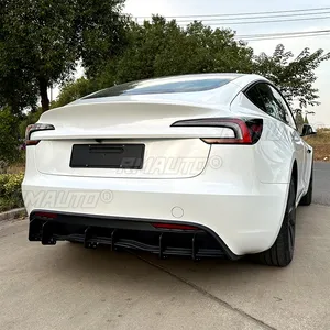 3PCS <b>Car</b> Rear Bumper Shark Fin <b>Diffuser</b> for Tesla Model 3 High Land 2023 2024 Body Kit Modify Accessories Glossy Black - Product Image 4