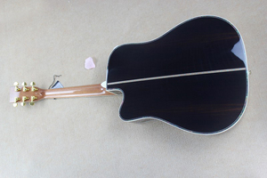 Flyoung Natural Wood Color 41 Inch Acoustic Guitar D45 Model <b>Top</b> Solid Classical Guitar Cut Away Body - Product Image 6
