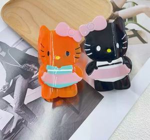 Pince à <span class=keywords><strong>cheveux</strong></span> artisanale en acétate JingLan, style japonais et coréen, écologique, de haute qualité, colorée, à thème animalier, motif chat de dessin animé, pour femmes - Product Image 1