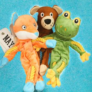 Cartoon Shaped Frog Monkey Bite-Chewing <b>Dog</b> Rope Toys Non-Stuffed Pet Interactive Cotton Rope for Puppy Tooth Cleaning - Product Image 2